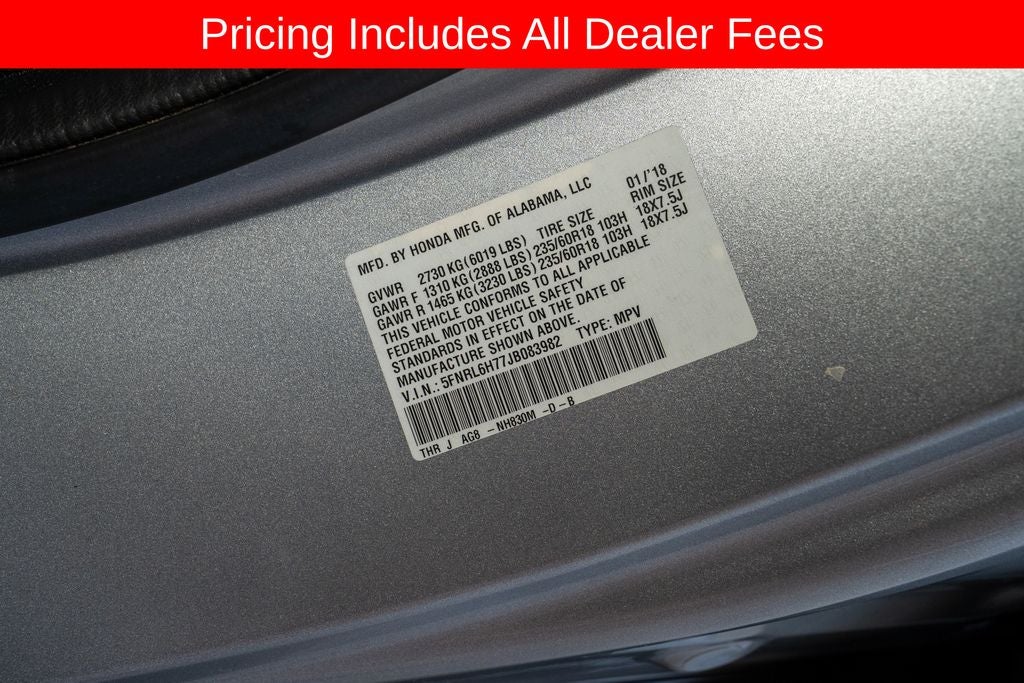 2018 Honda Odyssey EX-L w/Navigation and Rear Entertainment System